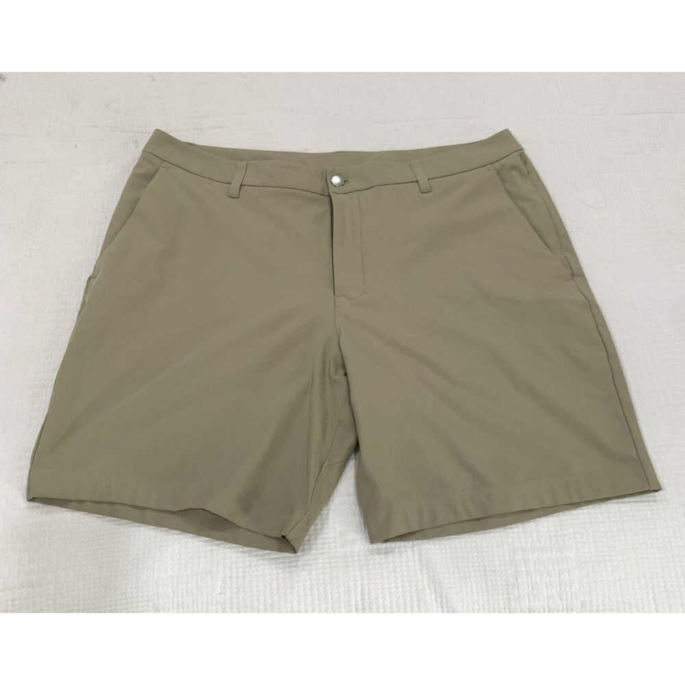 Lululemon ABC Classic Fit Warpstreme Chino Shorts Men 38 Tan 8” Inseam Khaki